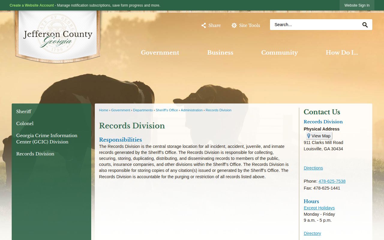 Jefferson County Sheriff's Records Division booking record and busted mugshot request source